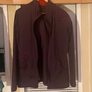 Gently worn REI active zip up with subtle embroidered accents Burgundy